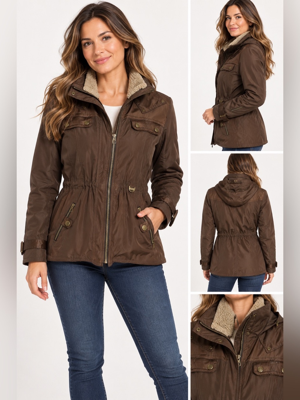 NILS Brown Women’s Ski Jacket Size 12 Sherpa Collar